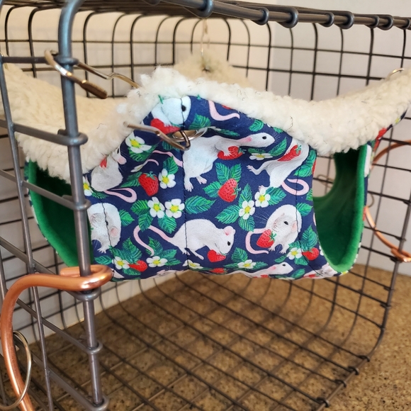 Handmade Small Animal Rat Hammock Cozy Sherpa Fleece Lining Clips Not Included - Picture 2 of 4